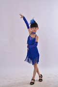 儿童拉丁舞蹈演出服六一女童拉丁舞表演服舞台比赛烫钻流苏裙