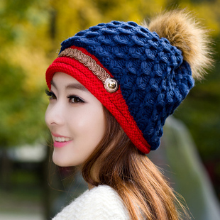 女韩版潮可爱针织毛线，帽秋冬天女士时尚，护耳帽冬季保暖帽子