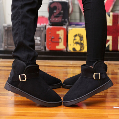 雪地靴冬季男士加绒棉靴保暖加厚短靴韩版情侣棉鞋防滑休闲男靴子