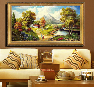 有框高档手绘欧式风水，聚宝盆油画客厅，办公室会所别墅酒店装是挂画