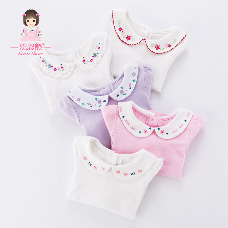 女童春秋装上衣1-2恩恩熊婴儿童一岁半秋季衣服3-5女宝宝长袖t恤