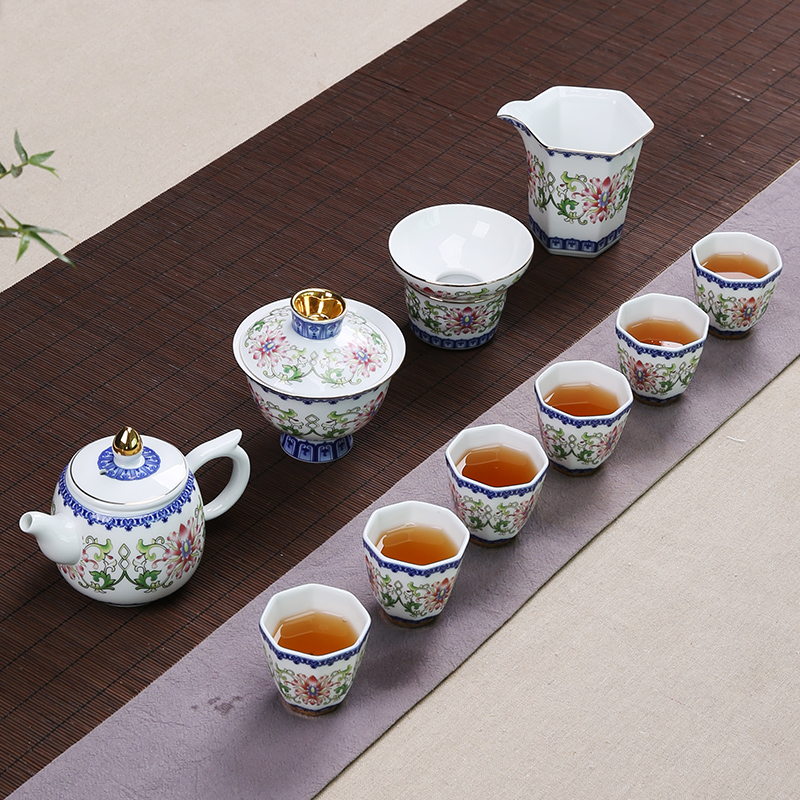 靳泓 整套陶瓷茶具套装 中式青花茶壶盖碗茶杯公道杯套装送礼佳品在类目 餐饮具, 茶具, 功夫茶具中 - 来自Buy2taobao.com提供专业的淘宝代购服务