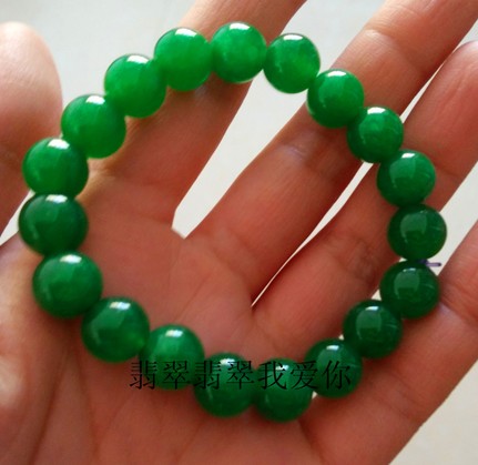 Natural Malay Jade Carved Bead bracelet 10mm*18 Full Green Malay Jade lady Hand stringin the Jewelry/Diamond/Jade/Gold , Other natural jade , Malay Jade (New) , Bracelets category - from Buy2taobao.com to provide professional Taobao agent buy service