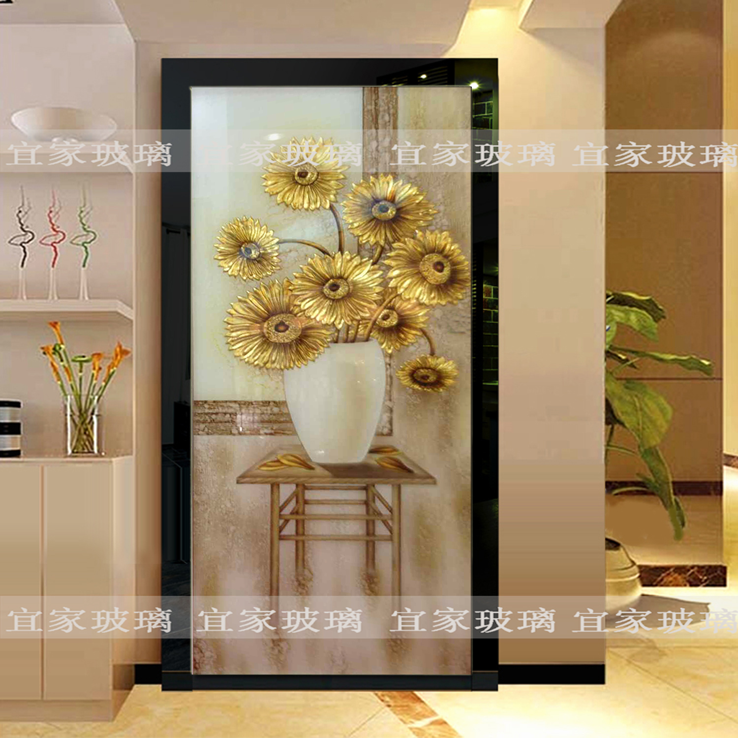 Shanghai Tempered Art Glass Entrance Background wall Aisle partition screen Jane Europe Sunflower Two-sided Translucency modernin the Basic building materials , Glass , Art Glass category - from Buy2taobao.com to provide professional Taobao agent buy service
