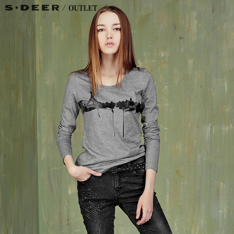 sdeer旗舰店-s.deer圣迪奥专柜正品女抽象泼墨