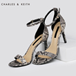 CHARLES&KEITH高跟鞋 CK1-60360791 性感蛇纹细跟凉鞋