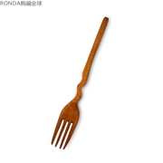日本进口WAKACHO楠木漆器 三曲餐叉实木叉子 日式餐具19.8cm