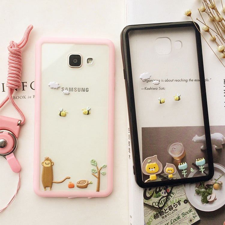 GY 三星A7100手机保护套 壳 a7卡通贴纸挂绳