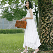 韩国孕妇长裙刺绣蕾丝，连衣裙无袖夏装孕妇装，白色气质雪纺裙子