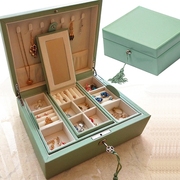 高档首饰盒带锁木质欧式饰品盒珠宝收纳盒公主韩国女生礼物