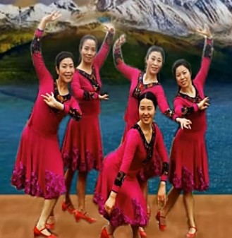 杨艺 応子《爱在达古冰山》广场舞服装套装 上衣 大摆裙