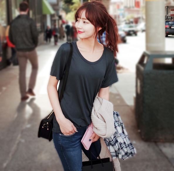 2015夏cherrykoko正品代购简单基础百搭圆短袖透气清凉纯棉女T恤