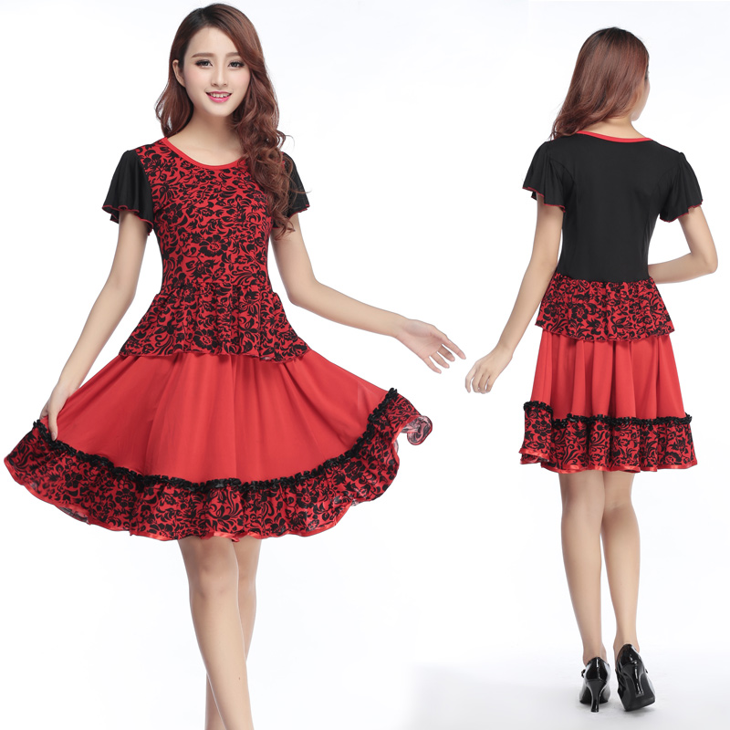 广场舞服装春夏新款套装天凉长袖天热短袖短裙拉丁舞蹈两件套包邮