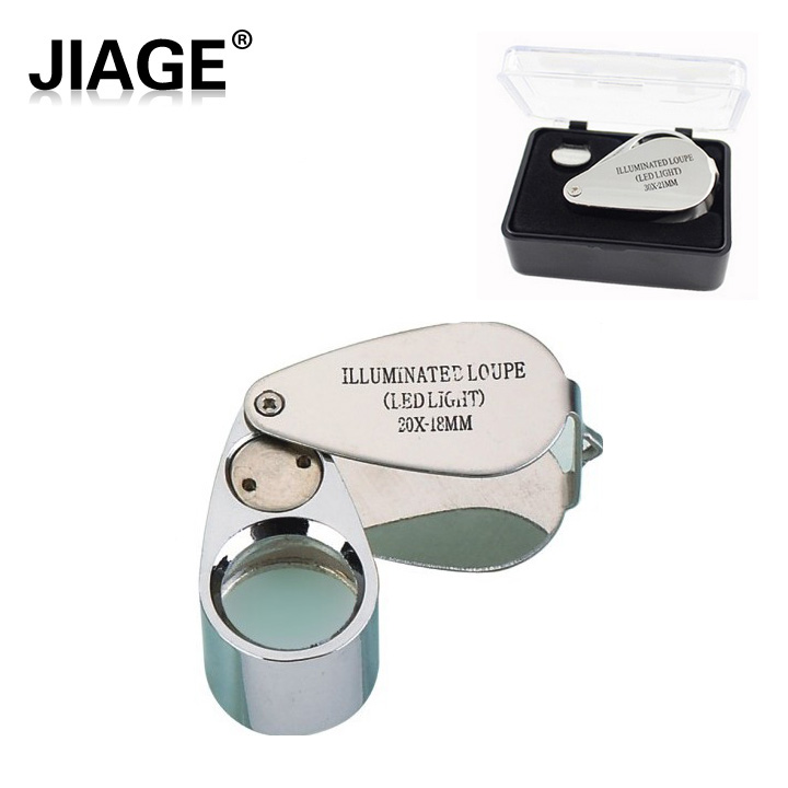 JIAGE All metal 30 Double 45 Jewellery appraisal magnifier Foldable LED Lamp hand holdin the Electronic Dictionary/Electronic paper book/Stationery , Drawing measurement products , Magnifier category - from Buy2taobao.com to provide professional Taobao agent buy service