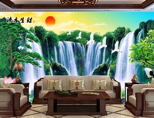中式电视背景墙壁画客厅卧室沙发无缝3D立体