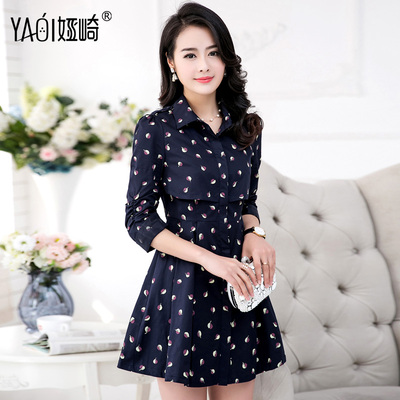 娅崎薄款风衣女中长款2016春秋新款韩版修身