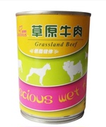 路斯牛肉犬用罐头宠物狗零食，湿狗粮草原牛肉味375g6个