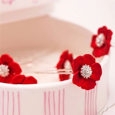 千伊新娘盘发插针水钻发饰u型夹珍珠礼服配饰神器小饰品发簪花朵