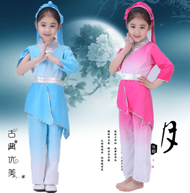 儿童书童服弟子规三字经演出服古典民族荷塘月色伴舞服古装表演服