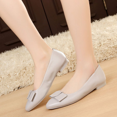 春季女鞋真皮平跟单鞋平底鞋女式鞋子小皮鞋软底浅口鞋大码4143