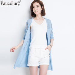 春夏装冰丝中长款针织衫女开衫薄外套时尚绣花