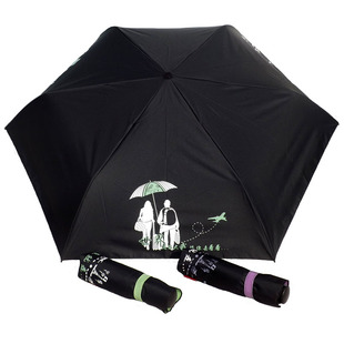 台湾彩虹屋小黑伞，遮阳伞女神晴雨两用黑胶防紫外线三折太阳伞防晒