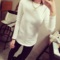 上下架计划:2014冬款女装韩版百搭拼接体恤设计感打底衫加绒加厚长袖白色T恤