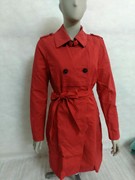 1外贸原单出口荷兰双排，扣风衣红色，女长款修身显瘦外套大衣
