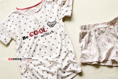 女装夏季内衣套装 可爱满印卡通短袖T恤短裤 家居套装 超值 量少