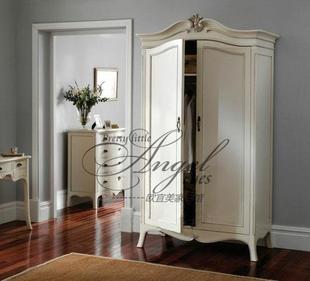 欧式实木雕花双门衣柜 法式整体组合大白色三门衣柜 两门衣橱