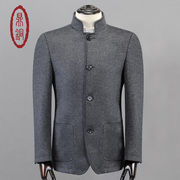 鼎铜男装中年高端保暖商务修身羊毛羊绒夹克优雅灰色羊毛男外套