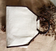 木珠皮绳亚麻布包手绘包空白(包空白)收纳袋，创意diy手提包小
