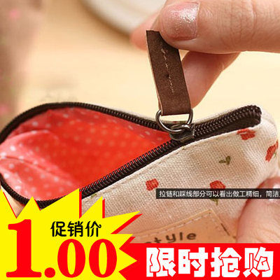 韩国版创意 零钱包 儿童钥匙袋 可爱硬币包女生迷你碎花帆布包