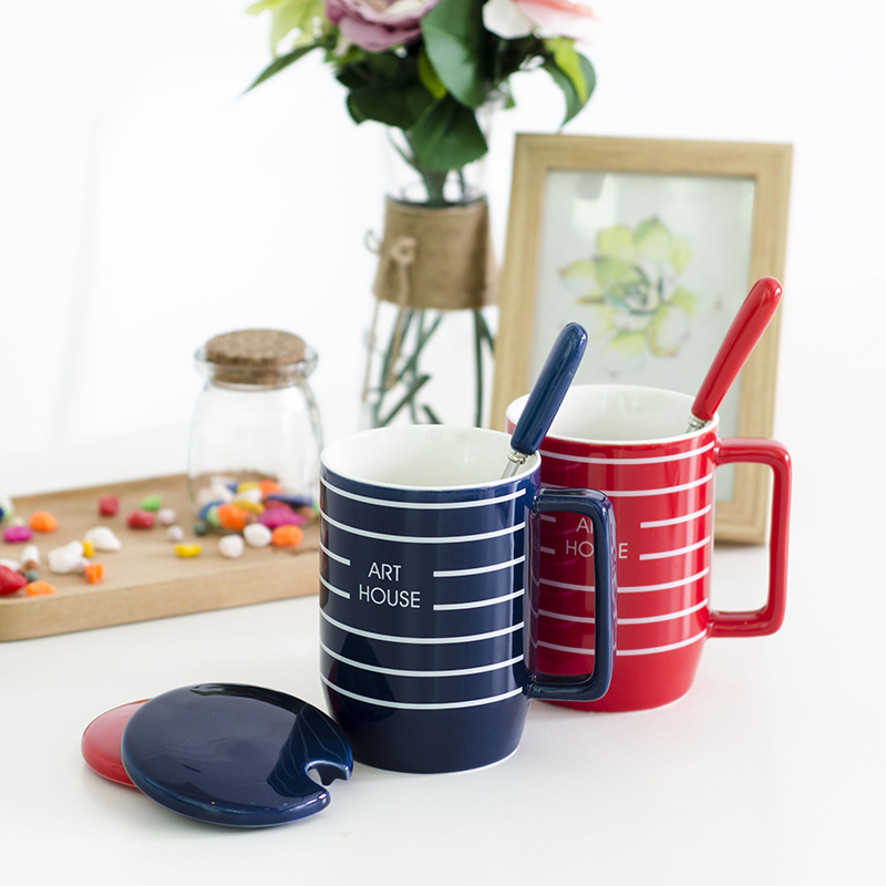 Ceramic cup Mug Mug Creative Cups Water cup Couple of cups Stripe Cup With cover customizedin the Tableware , Cup/Cups/Kettle , Mug category - from Buy2taobao.com to provide professional Taobao agent buy service
