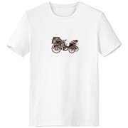 黑白老爷车花纹样男女白色短袖T恤创意纪念衫个性T恤衫礼物