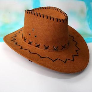 遮阳帽男夏季大檐仿皮牛仔帽旅游帽，男女通用沙滩帽表演帽子凉帽