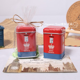 喜糖盒欧式英伦风个性创意英伦小邮筒结婚喜糖包装马口铁盒红
