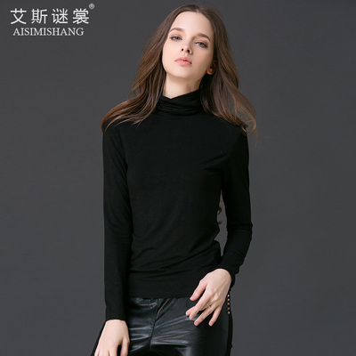 秋冬季高领莫代尔打底衫女长袖t恤保暖紧身纯