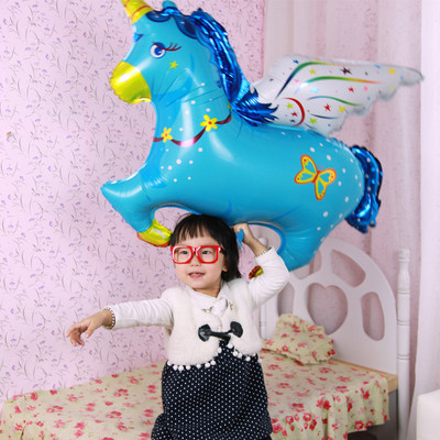 儿童派对装扮生日气球铝膜氢气球玩具 铝箔气球大号飞马气球
