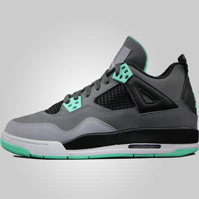 上下架计划:Nike Air Jordan IV GS乔丹四代AJ4灰绿篮球鞋女鞋408452-033正品