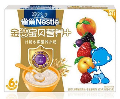 【天猫超市】雀巢 金装宝贝营养 什锦水果营养米粉 225g 6-36个月