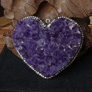 水玉冰魄紫水晶吊坠紫晶簇，项链骨干紫晶，块原石毛衣链心形心相印