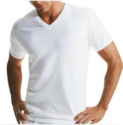 1件纯棉男士短袖内衣t恤男背心汗衫修身v领男打底衫半袖白色