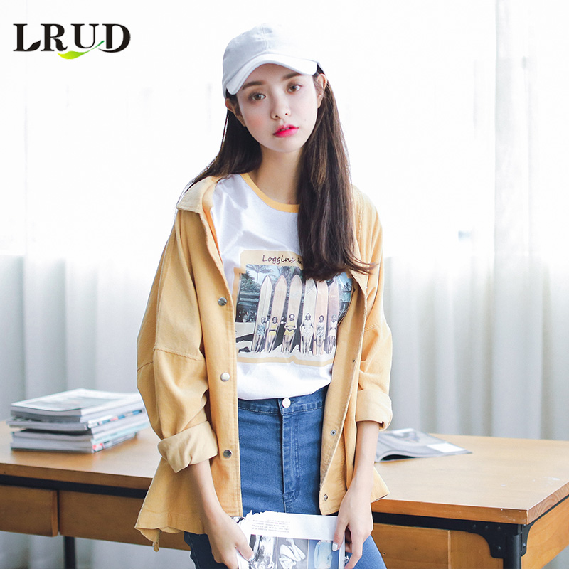 LRUD2017春装女装新款韩版潮宽松灯芯绒外套女长袖休闲原宿风上衣