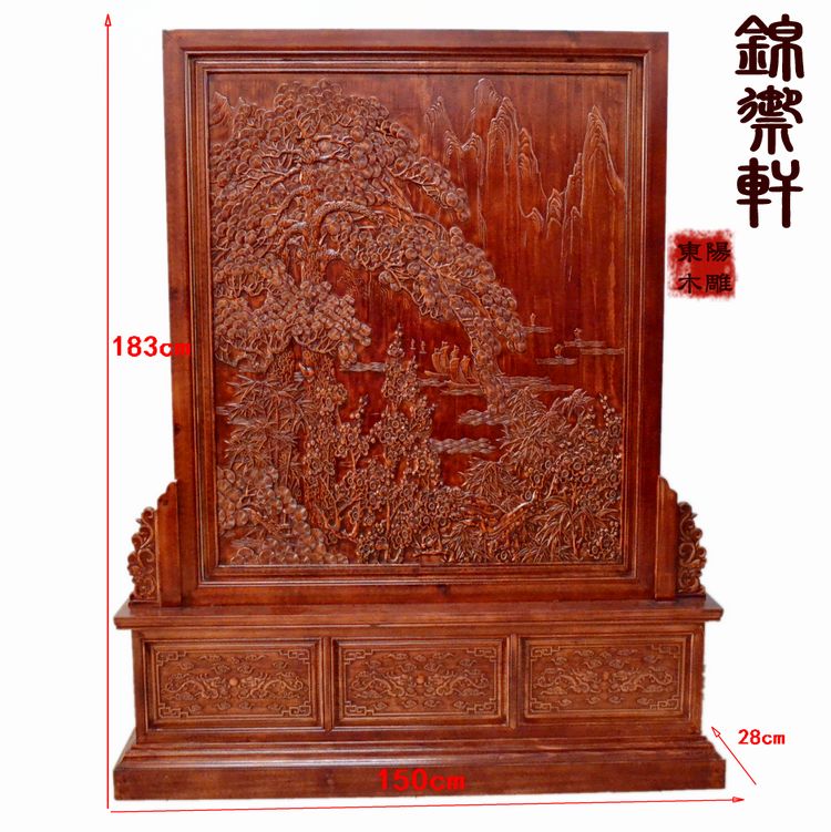 东阳木雕迎客松实木落地屏风香樟木中式移动插屏客厅卧室玄关隔断|msdalam kategori perabot kediaman, skrin/tetingkap bunga, blok skrin - dari Buy2taobao.com untuk memberikan perkhidmatan ejen Taobao profesional membeli