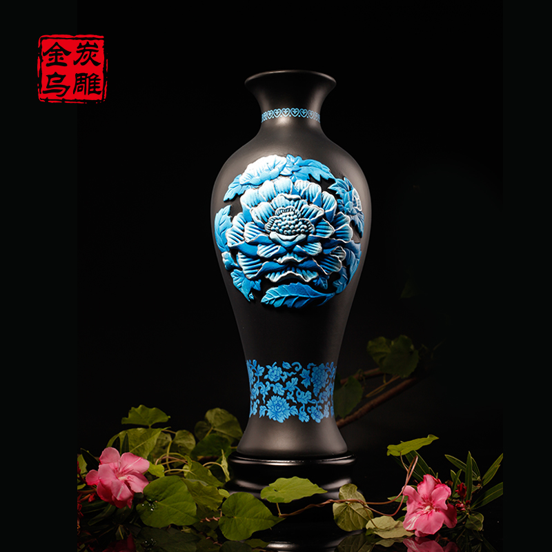 金乌炭雕富贵芙蓉玉堂春瓶实用插花花瓶家居摆件客厅装饰商务礼品|msdalam kategori Aksesori rumah, hiasan - dari Buy2taobao.com untuk memberikan perkhidmatan ejen Taobao profesional membeli