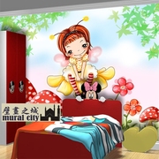 少女儿童房墙纸壁画可爱女孩墙纸卧室床头环保无味背景大型壁画