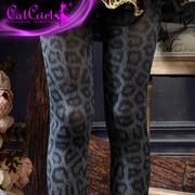 catgirl豹纹印花丝袜，欧美复古丝袜假纹身，连裤袜原宿个性袜潮
