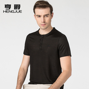 2021中国风亚麻短袖t恤男士，圆领修身半袖，简约休闲男装夏天薄苎麻