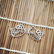 情侣银项链一对吊坠创意，刻字饰品diy文字加图案自由组合